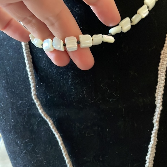 11. Free people shell, rope and faux mother of pearl long necklace NWT - Picture 5 of 12